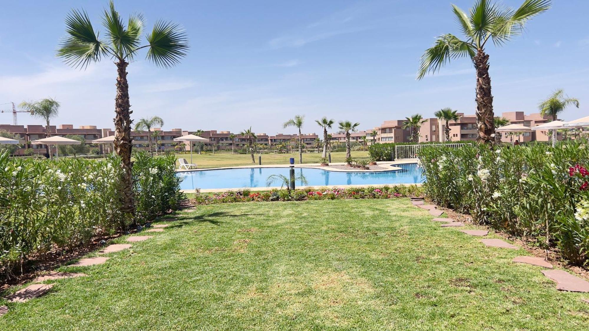 Appartement De Luxe Avec Jardin Vue Sur La Piscine Golf Securise 24H Sur 24 A 5 Minutes De L Aeroport Marrakesh Exterior foto